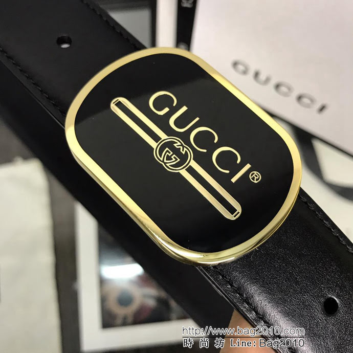 GUCCI古馳 官網新款 正品規格 原單品質  休閒商務 橢圓磨膠板扣 小牛皮男士皮帶  xfp1083